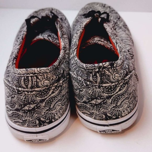 Vans Off The Wall Shoes Womens Size 8.5 Black White Paisley Sneakers - Picture 5 of 7